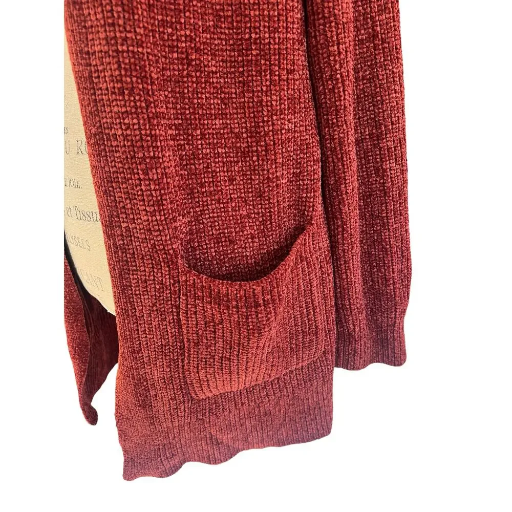 Matty M Chenille Open Front Cardigan | Women’s Small | Rust Red - Picture 4 of 7